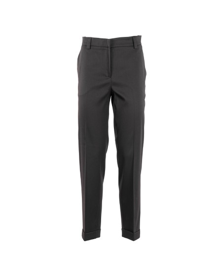 Shop ANTONELLI  Trousers: Antonelli "Sharon" trousers in stretch cotton.
High waist.
Hidden button and zip fastening.
Regular fit.
Hem with turn-up.
Front American pockets.
Rear welt pockets.
Composition: 53% cotton, 42% viscose, 5% elastane.
Made in Italy.. SHARON B8509L 672B-999